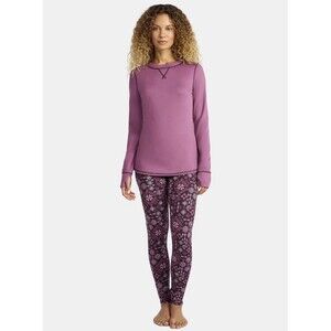 Climate Right Cuddl Duds 2 pc Base layer Shirt Pants NEW Women's size XS purple